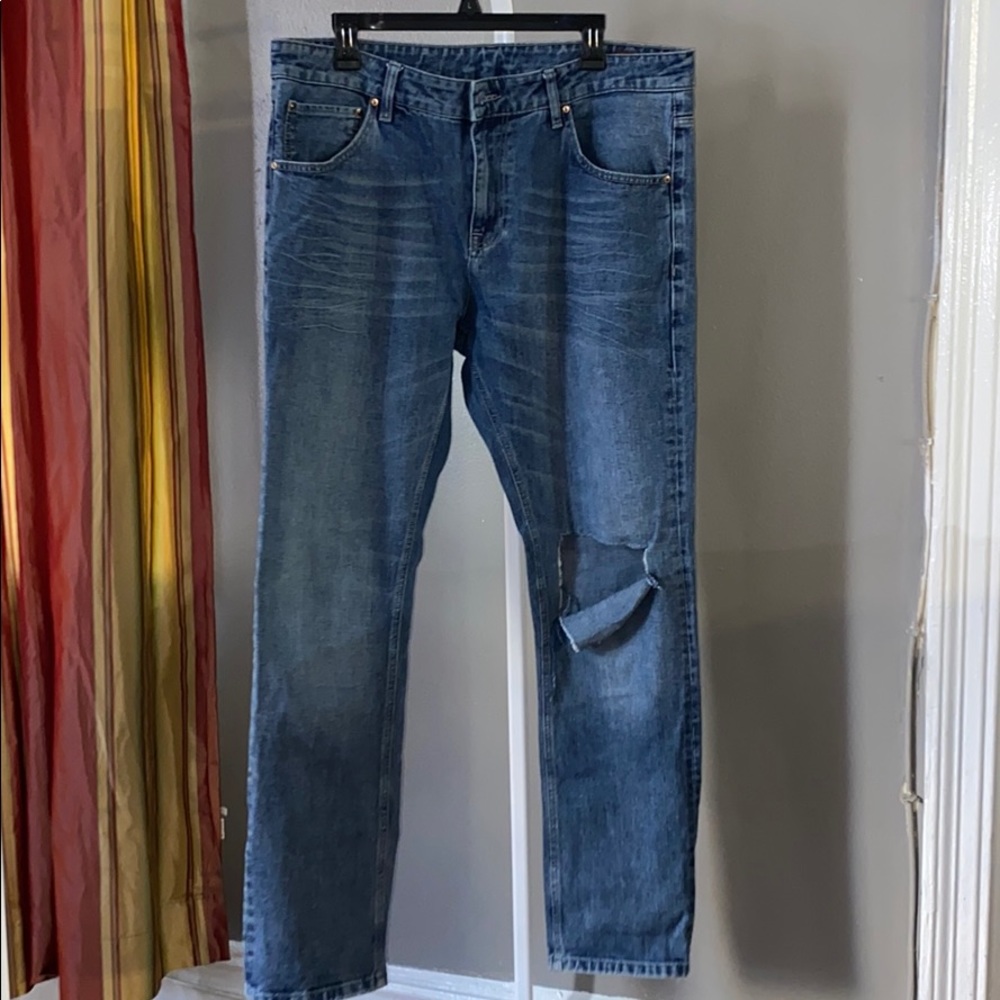 Light was distressed jeans